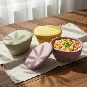 실리콘 플래티넘 접이식밀폐용기 대 550ml (조약돌) no.103